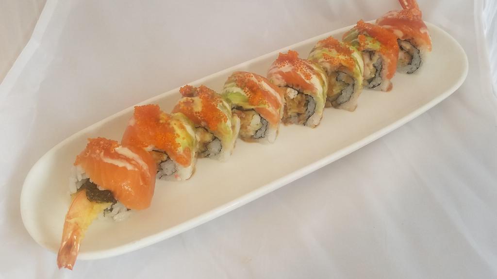 1st Roll   
 · shrimp tempura & cucumber, crab meat with salmon, avocado, tobiko & Joy special sauce.