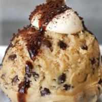 Cookie Dough Scoop - Mocha Madness · our homemade cookie dough topped with a dollop of coffee frosting, chocolate sauce and a spr...
