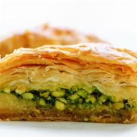 Pistachio Baklava · A pistachio flavored Mediterranean dessert made of phyllo pastry and filled with chopped nut...