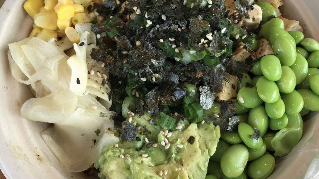 The Veggie Bowl · Vegetable poke mix in traditional ponzu with avocado and seaweed salad.