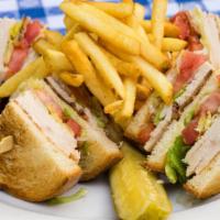 Club Sandwich · House roasted turkey, bacon, lettuce, tomato, mayo on toasted white bread