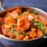 Karahi Prawns · Prawns cooked with tomatoes, green peppers and spices