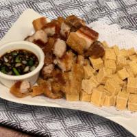 Tokwa't Baboy · Fried tofu and pork belly with our special vinegar sauce