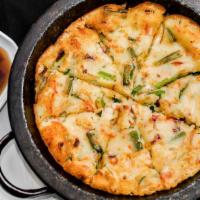 Seafood Pancake · Shrimp, Squid, Carrots, Green Onions, Onion, Bell Peppers