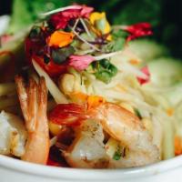 Som Tum Goong · Medium. Spciy traditional Thai papaya salad with grilled tiger prawns tossed in chili lime v...