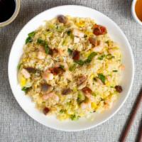 Combination Fried Rice 招牌炒飯 · Come with chicken , BBQ pork and shrimp