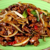 1. Mongolian Beef · Spicy. Sliced tender beef quick stir fried with onion and garlic sauce.