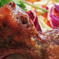 3. Angel Chicken Wings · Mild. Crispy boneless chicken wings, stuffed with seasoned ground pork and prawns, silver no...