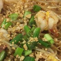 82. Pad Thai Shrimp · Medium. Rice noodles pan fried with shrimp, chili powder, egg, green onions, bean sprouts an...