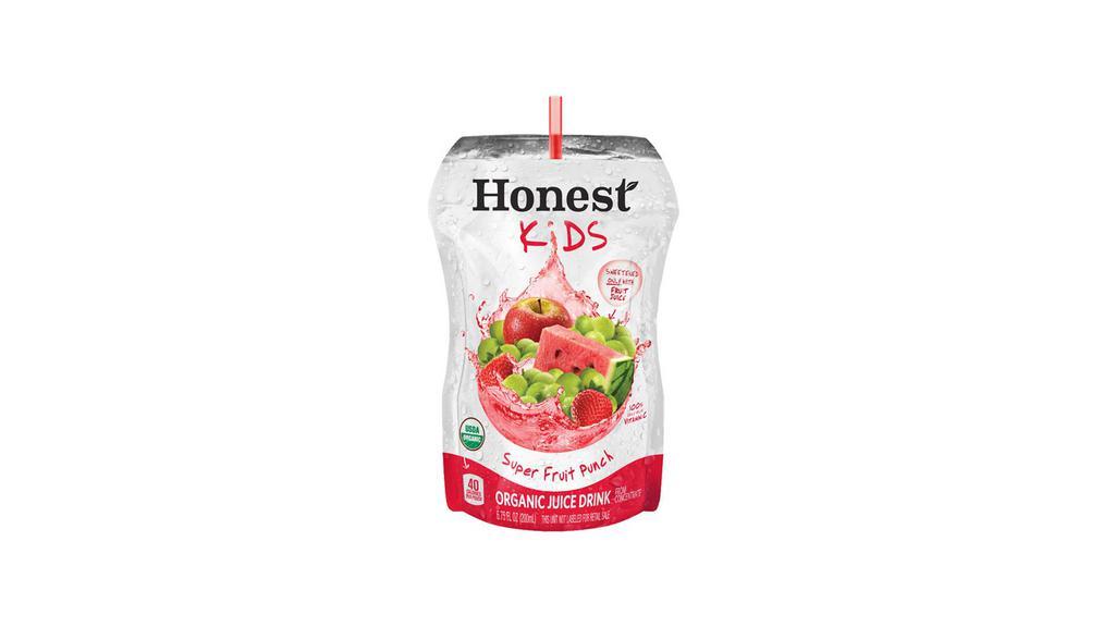 Honest Kids Organic Fruit Punch · No sugar added. Grape, strawberry, apple, watermelon juices and other ingredients…unite! | 35 Calories