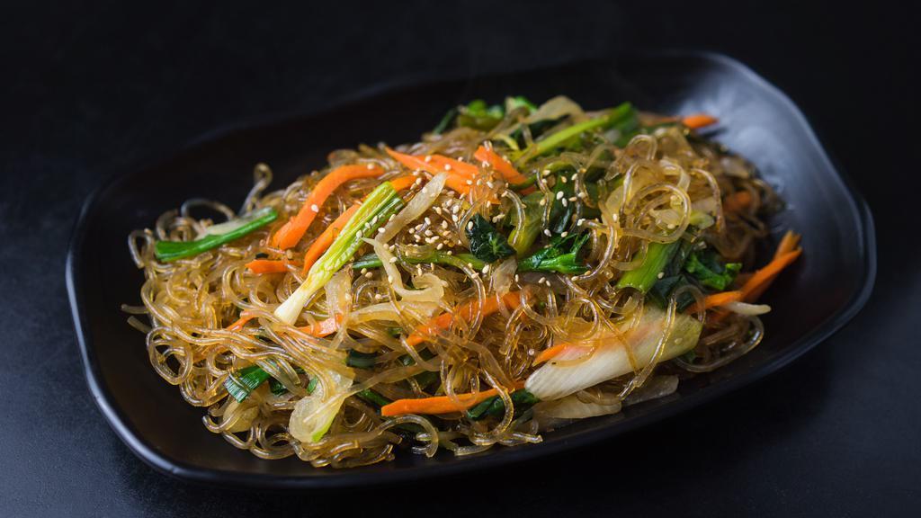 A5. Jap Chae · Vegetarian. Stir fried glass noodles with vegetables.