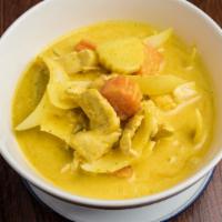 Yellow Curry · Gluten-free. Yellow curry in a coconut milk base, carrots, potatoes. Add beef shrimp, tofu, ...