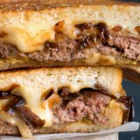Patty Melt · Grilled Angus & Wagyu beef patty, sweet, caramelized onions, melted swiss and provolone chee...