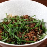 Beijing Noodles · Pork, green onion, garlic, ginger, and soybean paste.