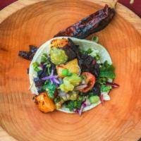 Al Pastor  · Slow roasted celery root and yuca cooked in beet juice, guajillo pepper pineapple paste, gri...