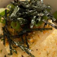 Agedashi Tofu · Deep fried tofu with potato starch green onion with togarashi in tempura sauce