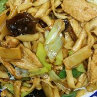 E5. Sauteed Oil Noodle with Shredded Pork · 炒過油肉麵