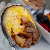 Breakfast Burrito · eggs, cheese, potato, pico de gallo
