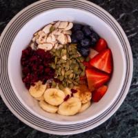 Chia Bowl · fresh berries, banana, cranberry, almond milk, seeds, nuts