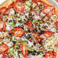 Yard Sale · Sausage, pepperoni, salami, fresh mushrooms, black olives, green peppers, red onions, tomato...