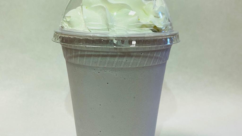 Taro · It comes with black pearl and whipped cream. It's a 16oz cup.
