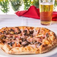 Prosciutto e Funghi Pizza Regular · House made pizza sauce, mozzarella cheese, imported Italian cooked ham, and mushrooms (10