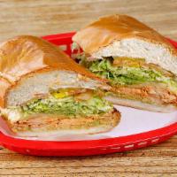 Fat Albert Sandwich · Fresh roasted Chicken breast, Honey Mustard, Buffalo hot sauce, avocado, Jalapeños, and pepp...
