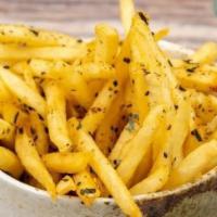 Furikake Fries · Crispy golden fries tossed with furikake and served with sesame mayonnaise dipping sauce.