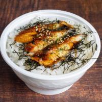Mini Unagi Don ミニ鰻丼 · Rice, kizami nori, BBQ eel, sesame.