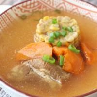 Slowly Stewed Pork Ribs with Corn Soup (16 Oz.) · A rich and flavorful broth. Slow-cooked pork ribs are tender and comforting, smooth carrots ...