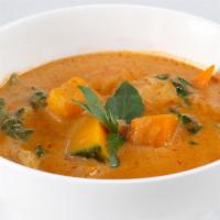 Red Curry · Your choice of meat mixed in red curry sauce with coconut milk and bamboo shoots.
