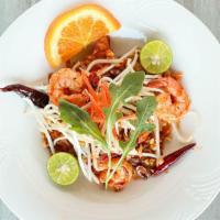 Pad Thai · Your choice of meat sauteed with rice noodles, tofu, bean sprouts topped with ground peanuts.