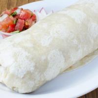 Regular Meat Burrito · With choice of meat, rice, beans, and salsa. Make it mojado by smothering it in a savory sau...