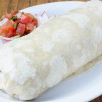 Deluxe Meat Burrito · With choice of meat, rice, beans, cheese, and salsa. Make it mojado by smothering it in a sa...