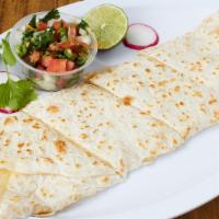 Garden Vegetable Quesadilla · With cheese and salsa.