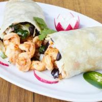Grilled Salmon Burrito · With rice, beans and salsa.