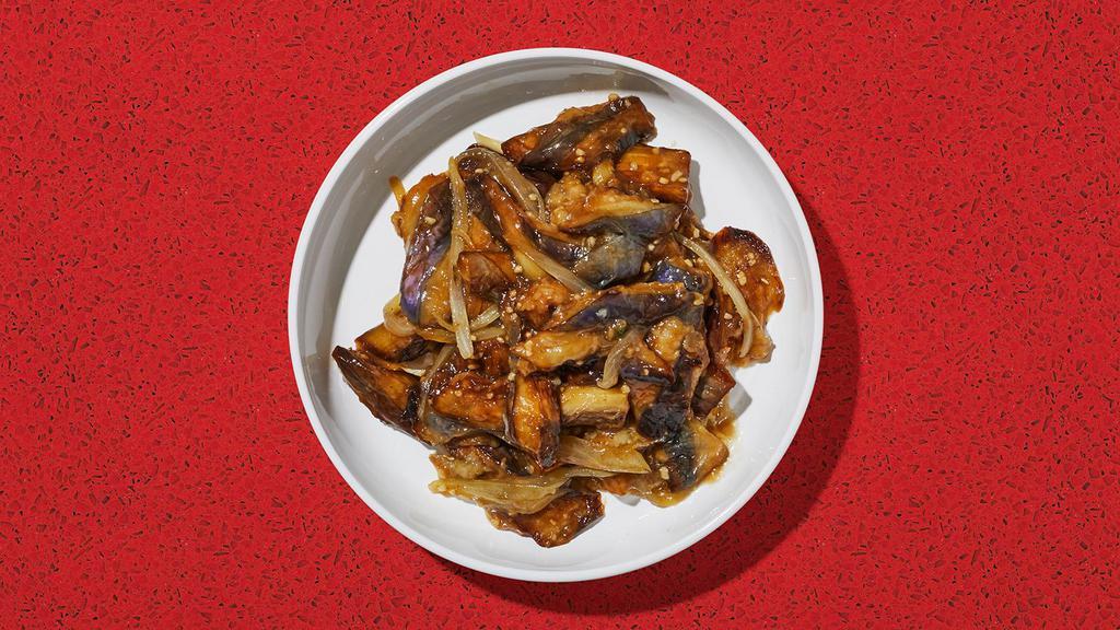 Chinese Eggplant · Spicy chili sautéed with fresh eggplant in a chili garlic brown sauce.