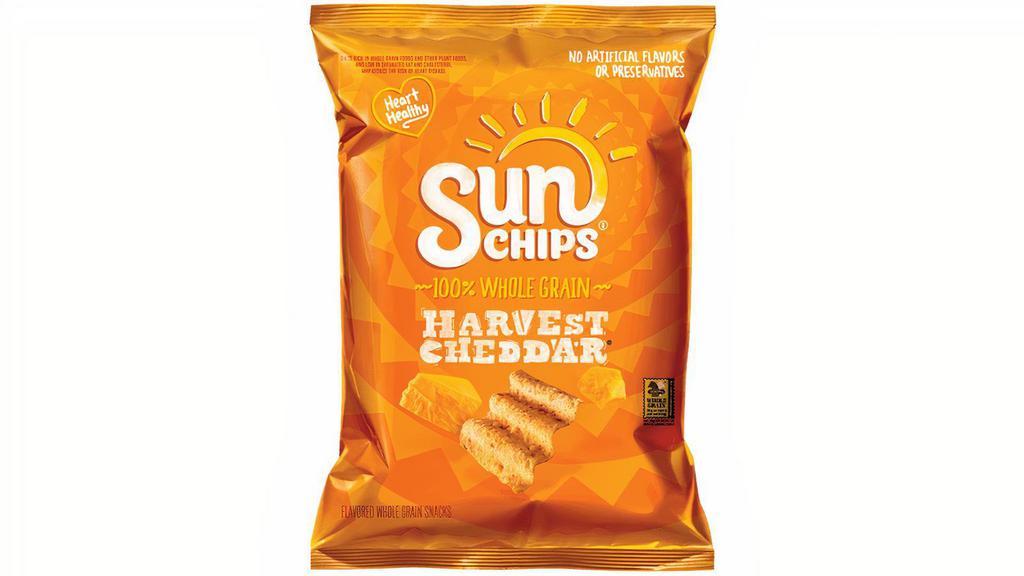 SunChips® Harvest Cheddar® · The flavor of real cheddar cheese is layered onto a delicious whole grain chip to create this tasty combination.