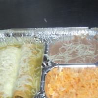 3 Enchiladas Verdes · Topped with green sauce, cheese and sour cream and your choice of chicken, beef or cheese.