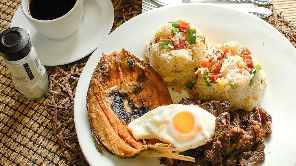 Breakfast Combo · Your choice of Two (2) Items + Fried /Steam Rice + One (1) Sunny Side-Up Egg