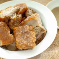 Lechon Kawali (/lb) · Crispy deep fried pork belly best with dipping sauce of either spicy vinegar or all purpose ...