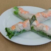 A6. Fresh Spring Rolls (Pork & Shrimp) (2)/ Gỏi Cuốn · Come with peanut sauce
