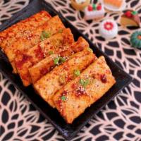 Tofu Stew 두부 조림 · Tofu, garlic, green onion, soy sauce, sesame oil, sesame seed, sugar, red pepper. - Need reh...