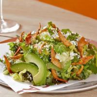 C Caesar Salad · Romaine and green leaf lettuces, avocado, poblanos, green onions, cilantro, artisan cotija c...