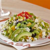 C House Salad · Power greens,  Point Reyes blue cheese, avocado, orange slices, green onions, cilantro  and ...
