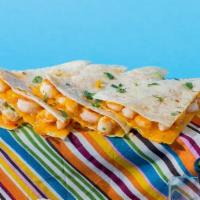 Shrimp Quesadilla · Shrimp and shredded melted cheese in a crispy flour tortilla and served with a side of pico ...