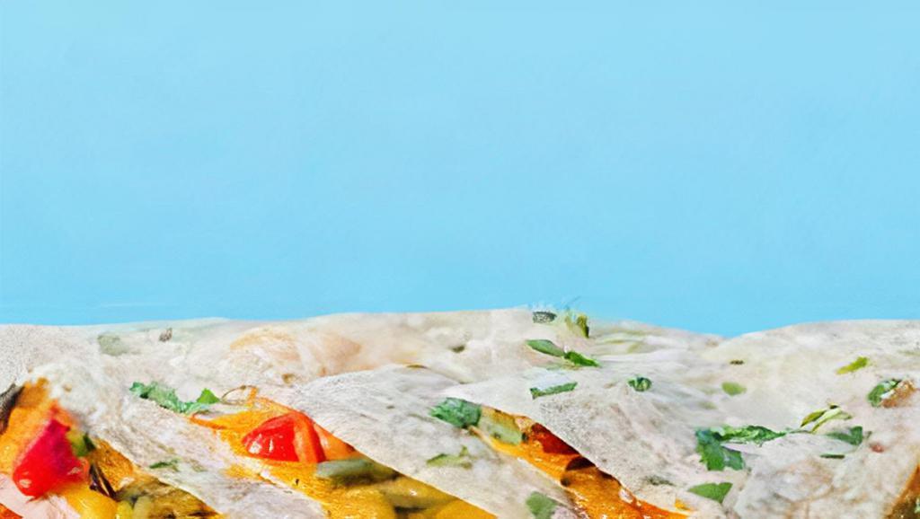 Open Faced Quesadilla · Shredded melted cheese on an open faced crispy flour tortilla and served with a side of pico de gallo and sour cream.