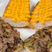 Original Philly Cheesesteak · Thin slices of beef steak, melted cheese,grilled mushrooms, green peppers, and onions on toa...