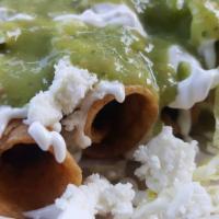 Flautas · Four chicken flautas per order, lettuce, tomatoes, guacamole, sour cream and salsa. Served w...
