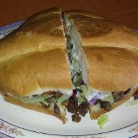  Torta · 1 piece. Your choice of meat . Sour cream, avocado, tomatoes , lettuce, onions , cilantro an...